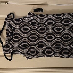 ALYX BRAND WOMEN'S PETITE BLACK & WHITE ASYMMETRICAL SLEEVELESS SUMMER DRESS 14P
